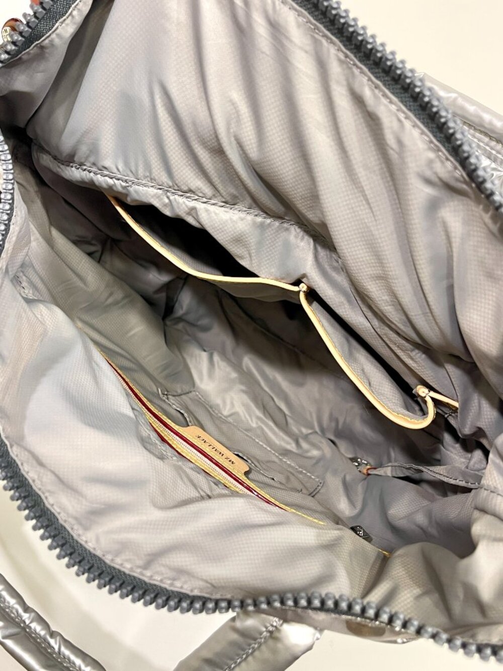 MZ Wallace Small Empire Tote | Silver Metallic Camo | Crossbody Strap + Pouch - Picture 7 of 9